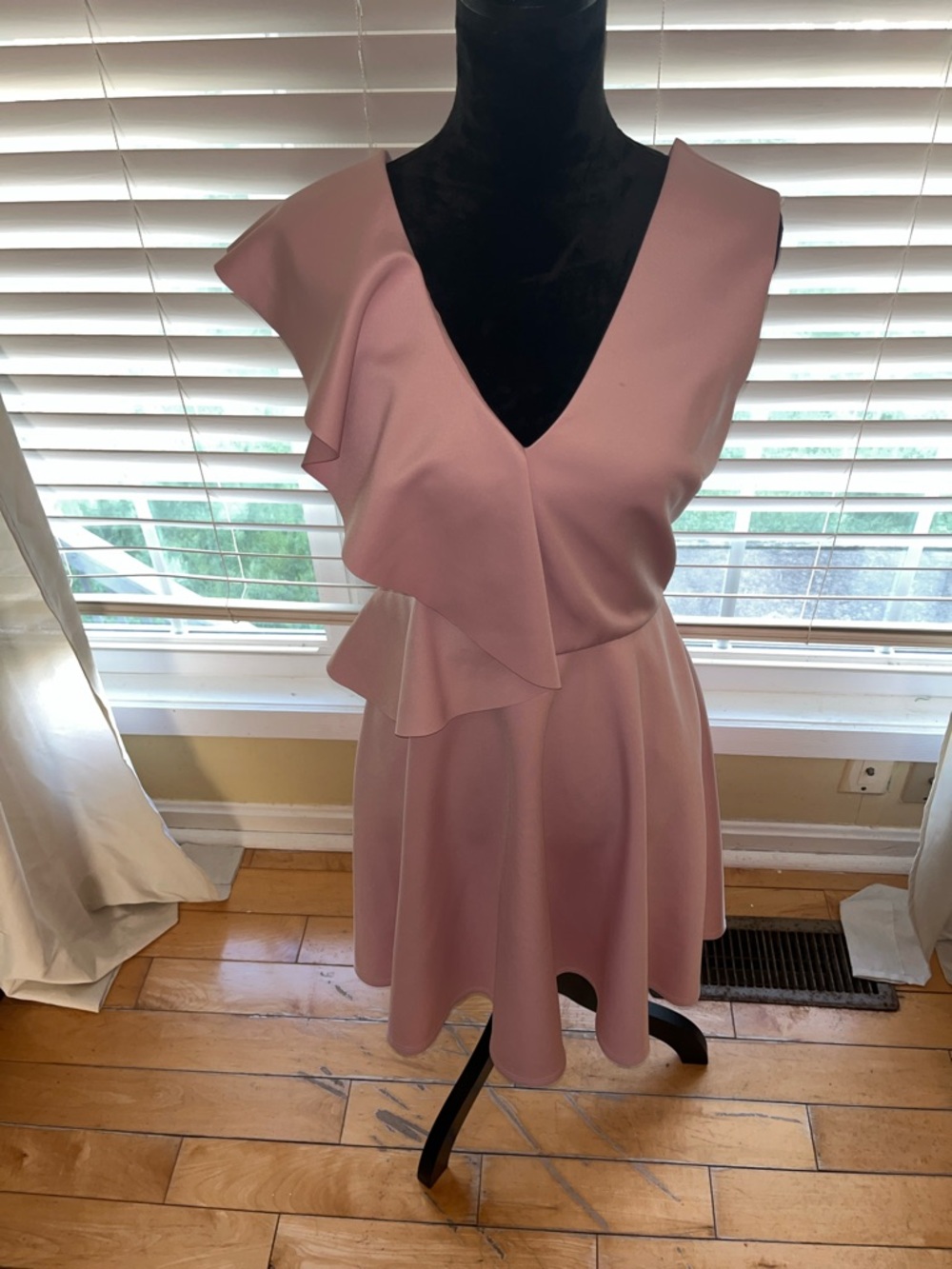 Ted Baker Dusty Rose V-Neck Ruffle Skater Dress